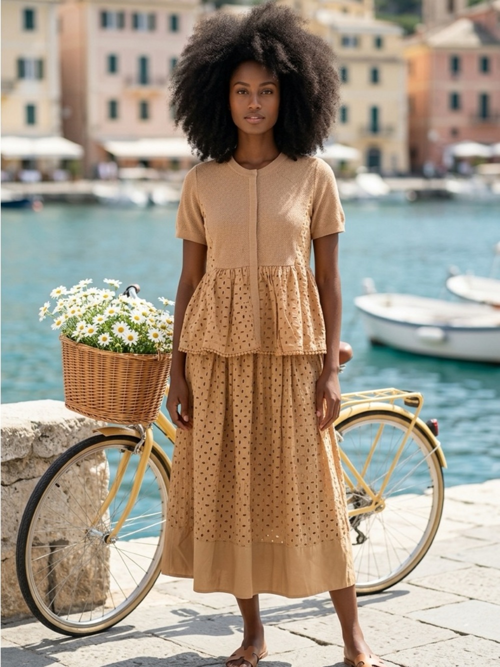 Current Air Tan Eyelet Skirt Set